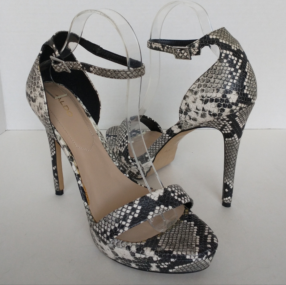 Excellent Condition Pair Of Aldo Veralith Leather Ankle Strap Platform Sandals - Picture 5 of 11